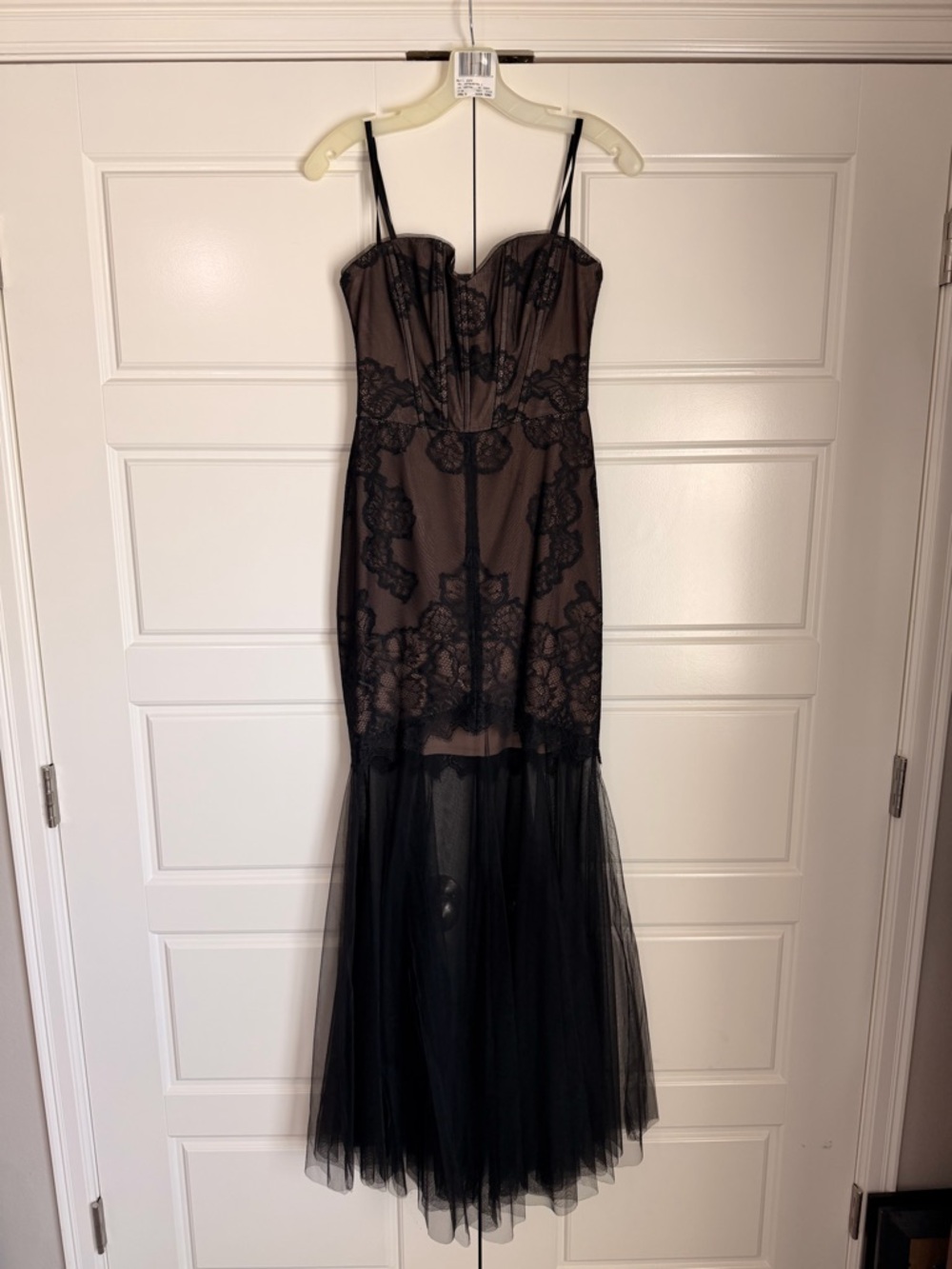 BCBGMaxAzria Black Lace Dress with Nude Lining